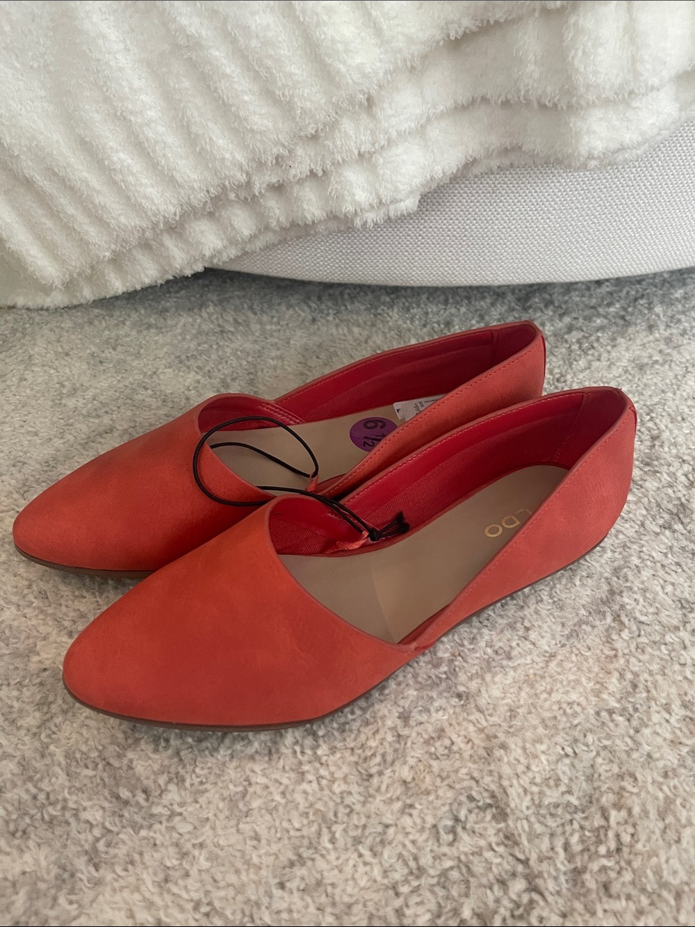 Aldo Coral Red Pointed-Toe Slip-On Flats